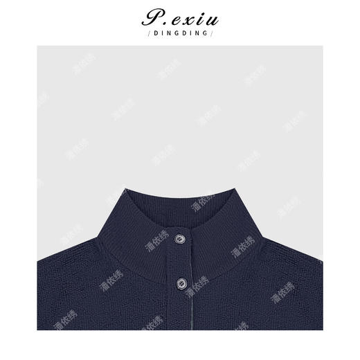 04-4潘依绣丁丁宠粉100%棉刺绣印花撞色拼接半拉链立领针织上衣Q86142 商品图2