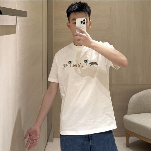 驴家 25ss椰树斑马绣花短袖T恤 商品图0