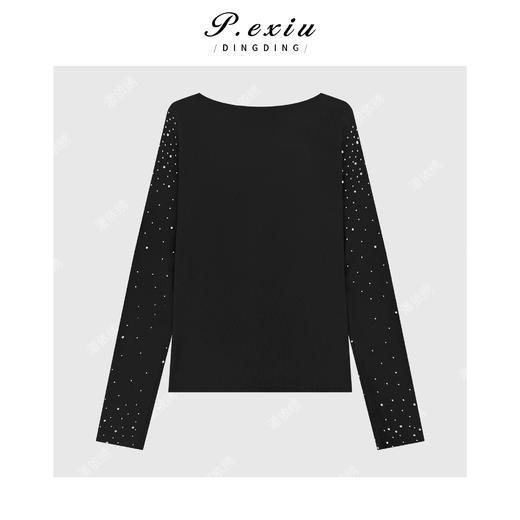 04-4潘依绣丁丁宠粉羊毛精致感气质重工烫钻显瘦圆领长袖针织上衣Ss063 商品图2