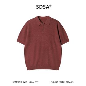 SDSA男装2026新款高贵轻奢复古肌理感针织翻领短袖T恤百搭休闲