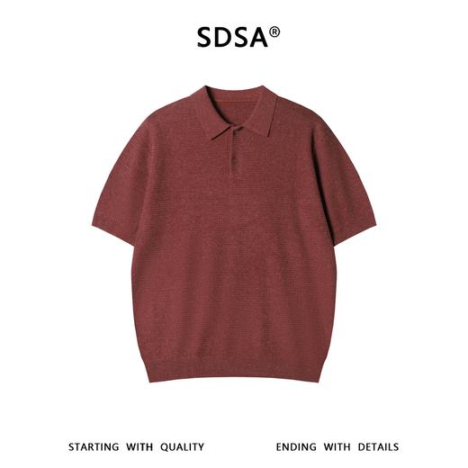 SDSA男装2026新款高贵轻奢复古肌理感针织翻领短袖T恤百搭休闲 商品图0