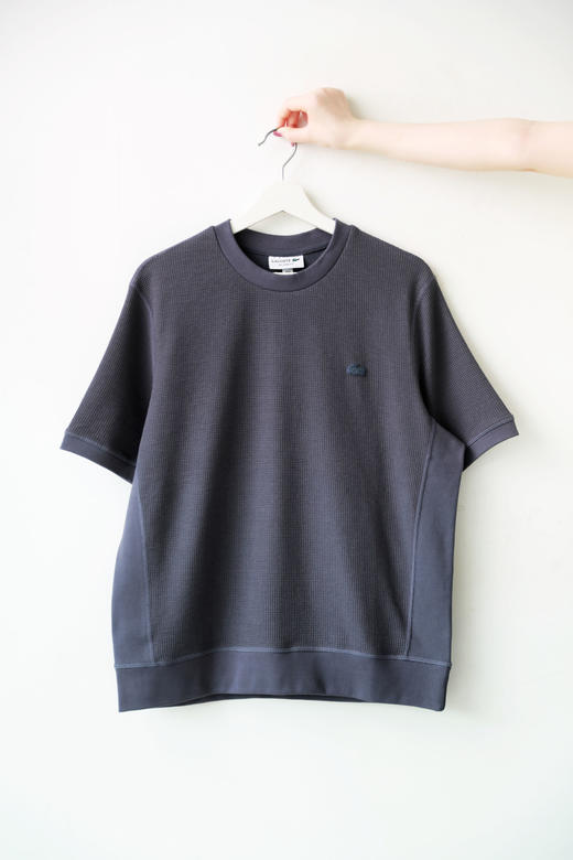 华夫格圆领tee，松弛感半袖儿。罗纹锁边双股明线衍缝t恤E041188 商品图4