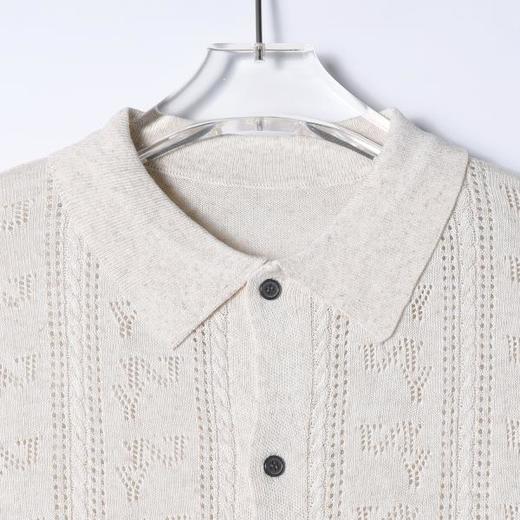 SDSA男装2026新款高贵轻奢复古镂空针织纽扣翻领短袖T恤百搭休闲 商品图1