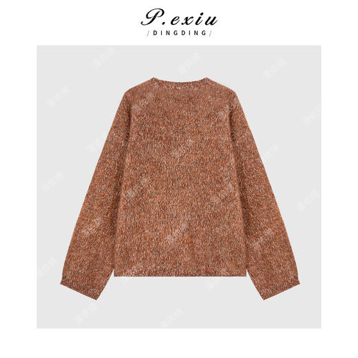 04-4潘依绣丁丁宠粉100%绵羊毛进口花纱慵懒感圆领针织毛衣 Q17330 商品图1