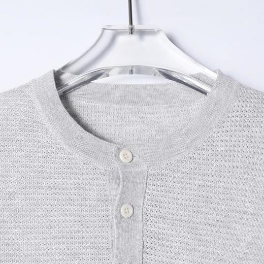 SDSA男装2026新款高贵轻奢简纯色半纽扣亨利领肌理针织短袖T恤 商品图1