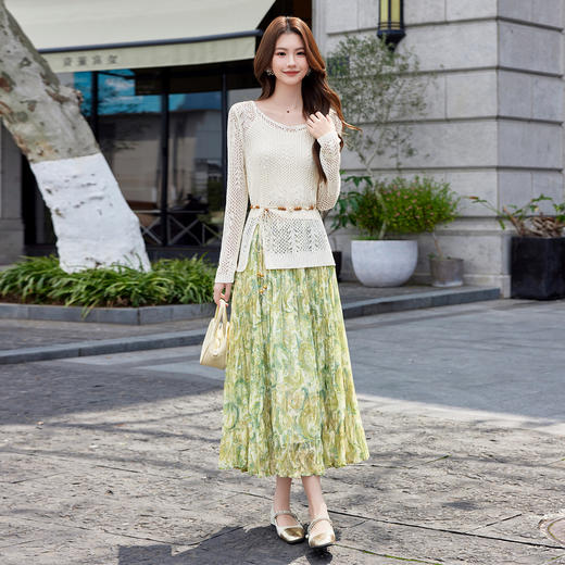 2026夏季时尚气质新款潮流针织衫印花修身半身裙两件套ABS26018 商品图2