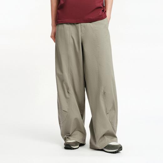 森马休闲裤男夏季宽松弧形裤2026新款棉感斜纹弯刀裤膝盖打褶长裤 商品图2