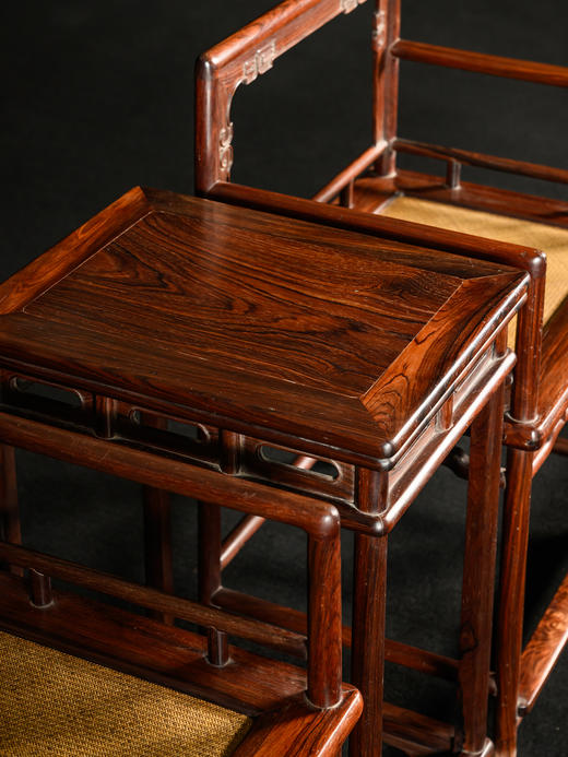 清	红木券口靠背玫瑰椅成套（两椅一几） 商品图2