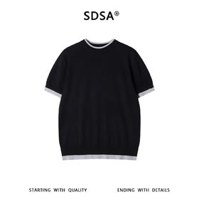 SDSA男装2026新款轻奢基础款撞色设计针织圆领短袖T恤百搭休闲