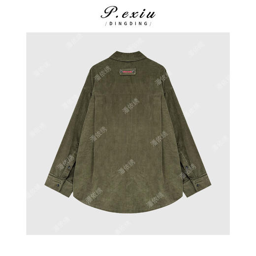 04-4潘依绣丁丁宠粉100%棉复古腔调灯芯绒翻领长袖衬衫 W-63448 商品图2