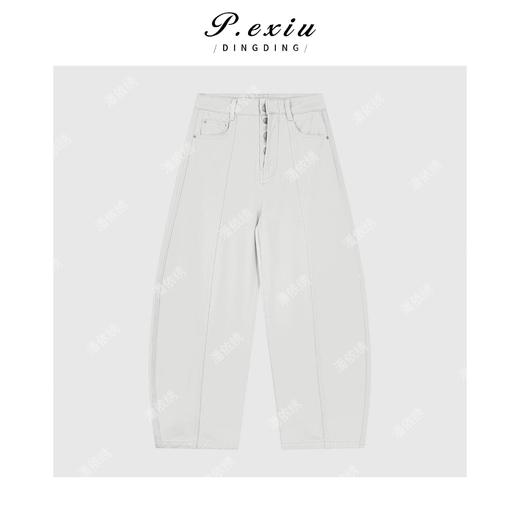 04-4潘依绣丁丁宠粉100%棉立体剪裁百搭显瘦弯刀牛仔休闲裤D67037 商品图1