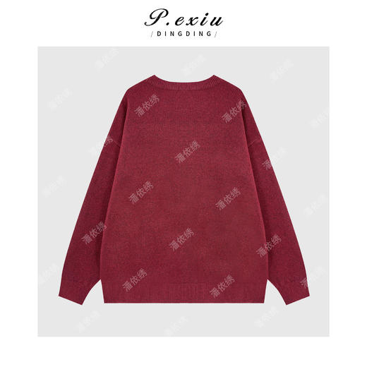 04-4潘依绣丁丁宠粉韩系卡通提花休闲慵懒风套头长袖针织毛衣Q47618 商品图1