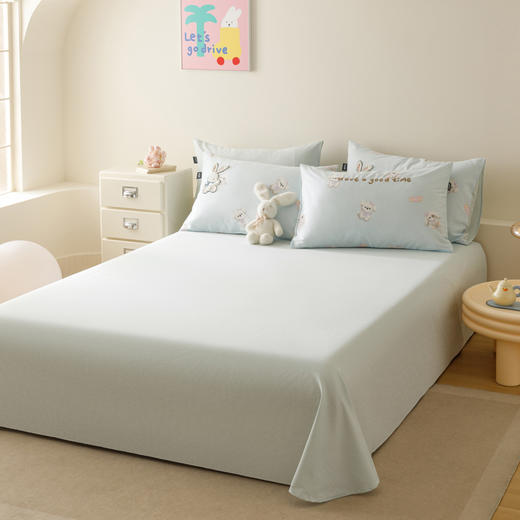 春夏呆萌小刺绣全棉四件套 柔韧透气耐磨纯棉套件 商品图5