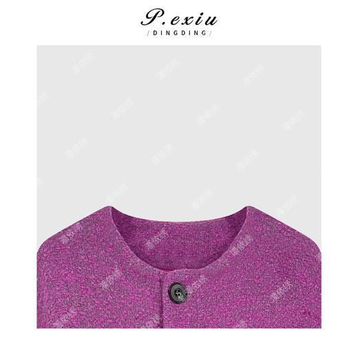 04-4潘依绣丁丁宠粉羊毛气质复古花纱肌理感宽松排扣大斗篷羊毛大衣Q12654 商品图2