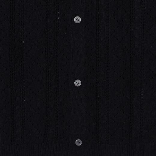 SDSA男装2026新款高贵轻奢竖条镂空提花短袖针织开衫宽松复古上衣 商品图3