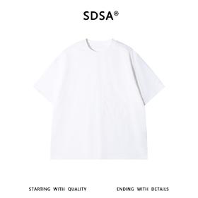 SDSA男装2026新款高贵轻奢韩系宽松极简线条刺绣圆领短袖T恤百搭