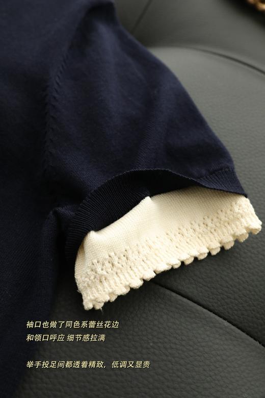 轻奢风100凉感莱赛尔撞色假两件短袖针织衫 商品图14