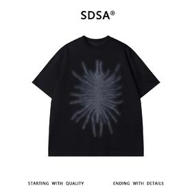 SDSA男装2026新款轻奢美式潮牌蜘蛛印花圆领T恤刺绣字母设计百搭