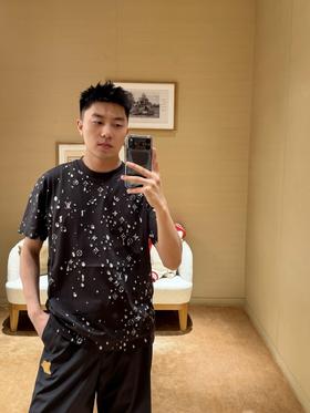 驴家 25ss水滴印花烫钻短袖T恤