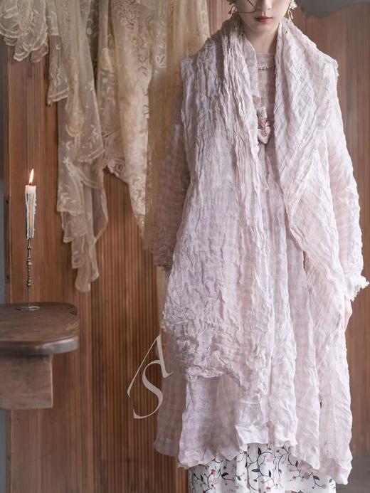 Daniela Gregis 26SS 粉绿格纹肌理亚麻围巾 商品图0