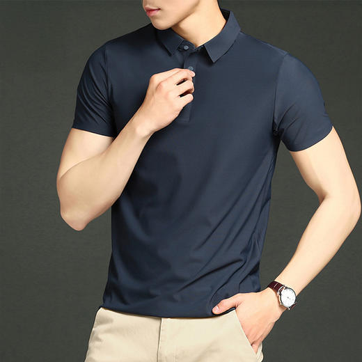 罗蒙 男女同款 无痕冰丝POLO衫 简约舒适 翻领设计 17色可选 商品图9