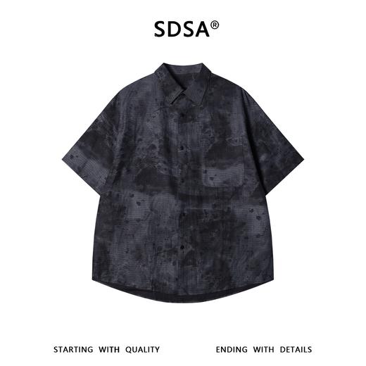 SDSA男装2026新款高贵轻奢新中式扎染水墨设计短袖衬衫百搭时尚 商品图0