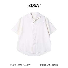 SDSA男装2026新款轻奢古巴领可调节袖短袖衬衫宽松翻领休闲上衣