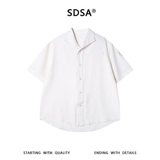 SDSA男装2026新款轻奢古巴领可调节袖短袖衬衫宽松翻领休闲上衣 商品图0