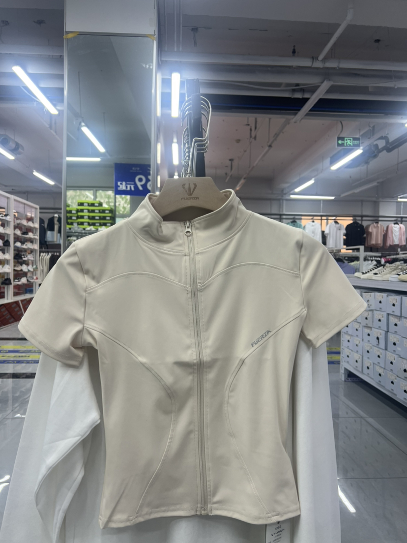 XY｜瑜伽服女紧身t恤运动短袖透气跑步训练普拉提立领拉链健身服86121-2633