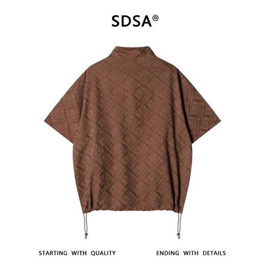 SDSA男装2026新款提花格纹半拉链立领短袖T恤下摆抽绳设计百搭 商品图4