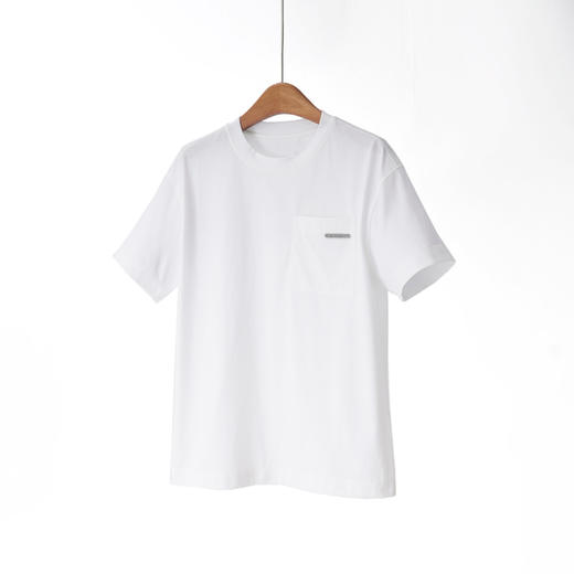 「高货yn」全新升级【铂金会员165/天猫219/差价54】(13111)洛诗琳气质简约长绒棉T恤2026新款口袋镶珠圆领百搭短袖上衣 商品图0