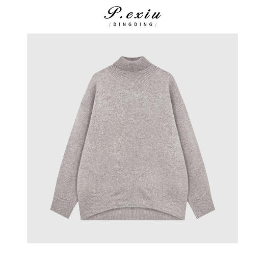04-4潘依绣丁丁宠粉【雾冬】100%绵羊毛软糯松弛感高领针织毛衣ZZ1097 商品图0