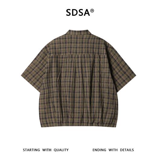 SDSA男装2026新款高贵轻奢港风复古撞色格子短袖衬衫百搭简约上衣 商品图4