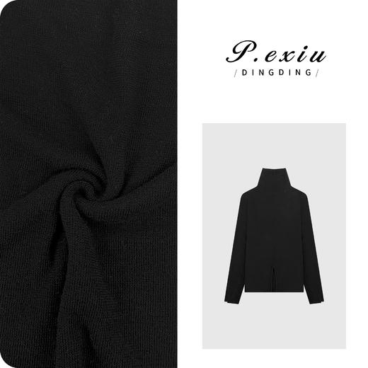 04-4潘依绣丁丁宠粉100%超细羊毛设计感前开叉高领针织毛衣 D433 商品图0