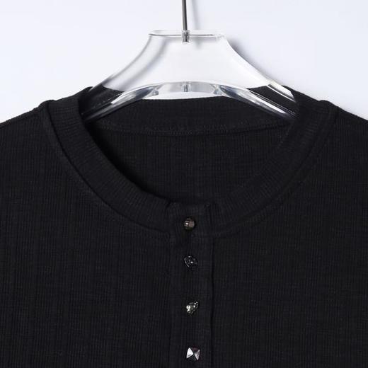 SDSA男装2026新款高贵轻奢慵懒风竖纹半纽扣圆领短袖T恤百搭休闲 商品图2