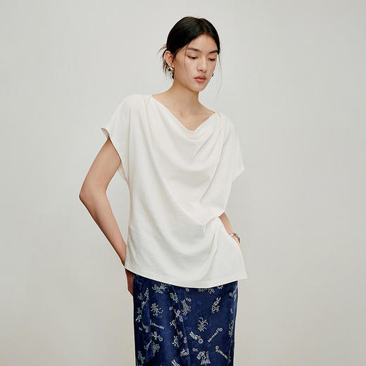【林栖设计小店】明月疏星|米白色棉麻蓝印花纹
夏新款百搭T恤短袖1962185 商品图8