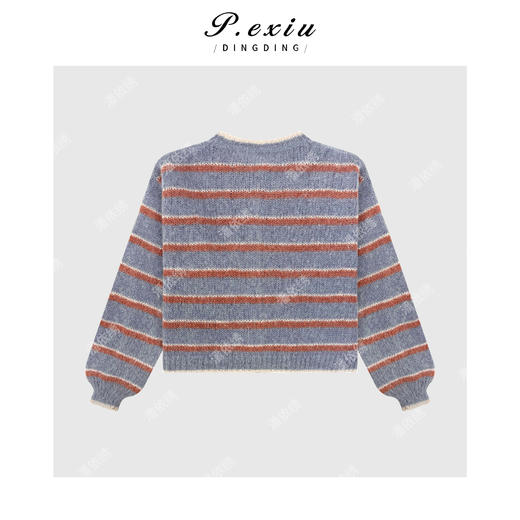 04-4潘依绣丁丁宠粉马海毛羊毛经典彩虹条纹针织开衫 L2690 商品图2