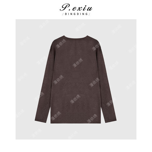 04-4潘依绣丁丁宠粉天丝亚麻慵懒风纽扣半开领针织长袖上衣 ZZ0980 商品图2