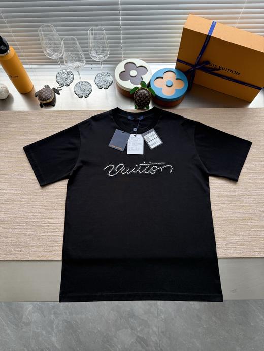 驴家 25ss字母标识珠饰刺绣短袖T恤 商品图4