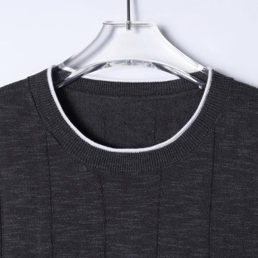 SDSA男装2026新款高贵轻奢坑条撞色边短袖针织T恤宽松肌理感上衣 商品图1