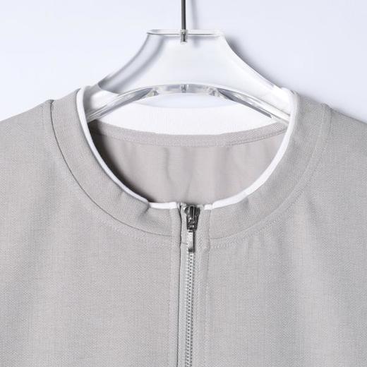 SDSA男装2026新款轻奢半拉链立领撞色边短袖T恤宽松挺括休闲上衣 商品图1