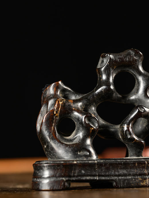 清	紫檀木雕太湖石笔架山摆件 商品图2