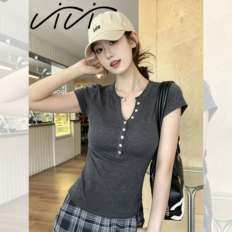 <曾小咸推荐> 4.11新品上新 辣妹半开领修身针织短袖 日常109！ 活动价79！！【预售款，预计3-15天发货】