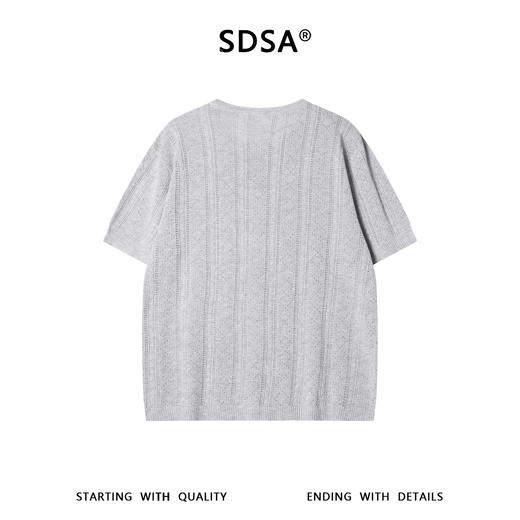 SDSA男装2026新款高贵轻奢竖条镂空提花短袖针织开衫宽松复古上衣 商品图4