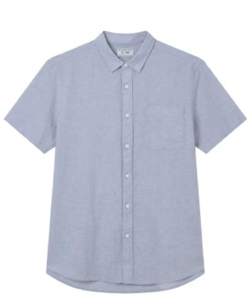 佐丹奴男装26年新款短袖立领胸袋棉麻衬衫01046212 商品图2