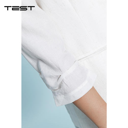 夏上新高级感通勤白色亚麻七分袖小西装2262012 商品图3