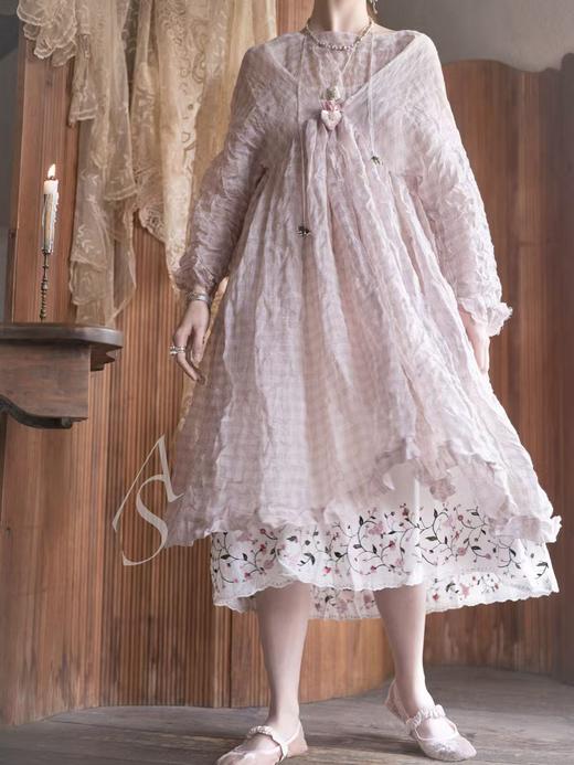 Daniela Gregis 26SS 粉绿格纹亚麻new pride连衣裙 商品图0