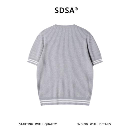 SDSA男装2026新款高贵轻奢日系简约竖纹撞色针织圆领短袖T恤休闲 商品图1