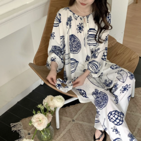 热卖！“下单送同色头花”奈奈的猫 棉绸睡衣家居服套装2.0  柔软亲肤 多花色可选