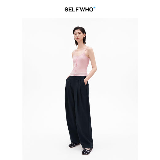 SELFWHO绵羊毛醋酸经典笑脸标针织开衫女2026夏新款圆领薄款毛衣 商品图3